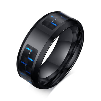 Customize Logo 8mm Men's Ring Carbon Fiber Wedding Band Personalized Simple Icon Image Gift to Husband Dad The Clothing Company Sydney