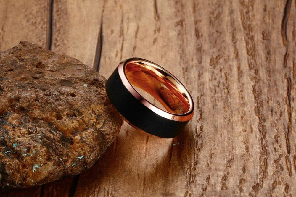 Men's Basic Tungsten Carbide Ring Classic 8mm Male Wedding Jewelry Rose-Gold Color The Clothing Company Sydney