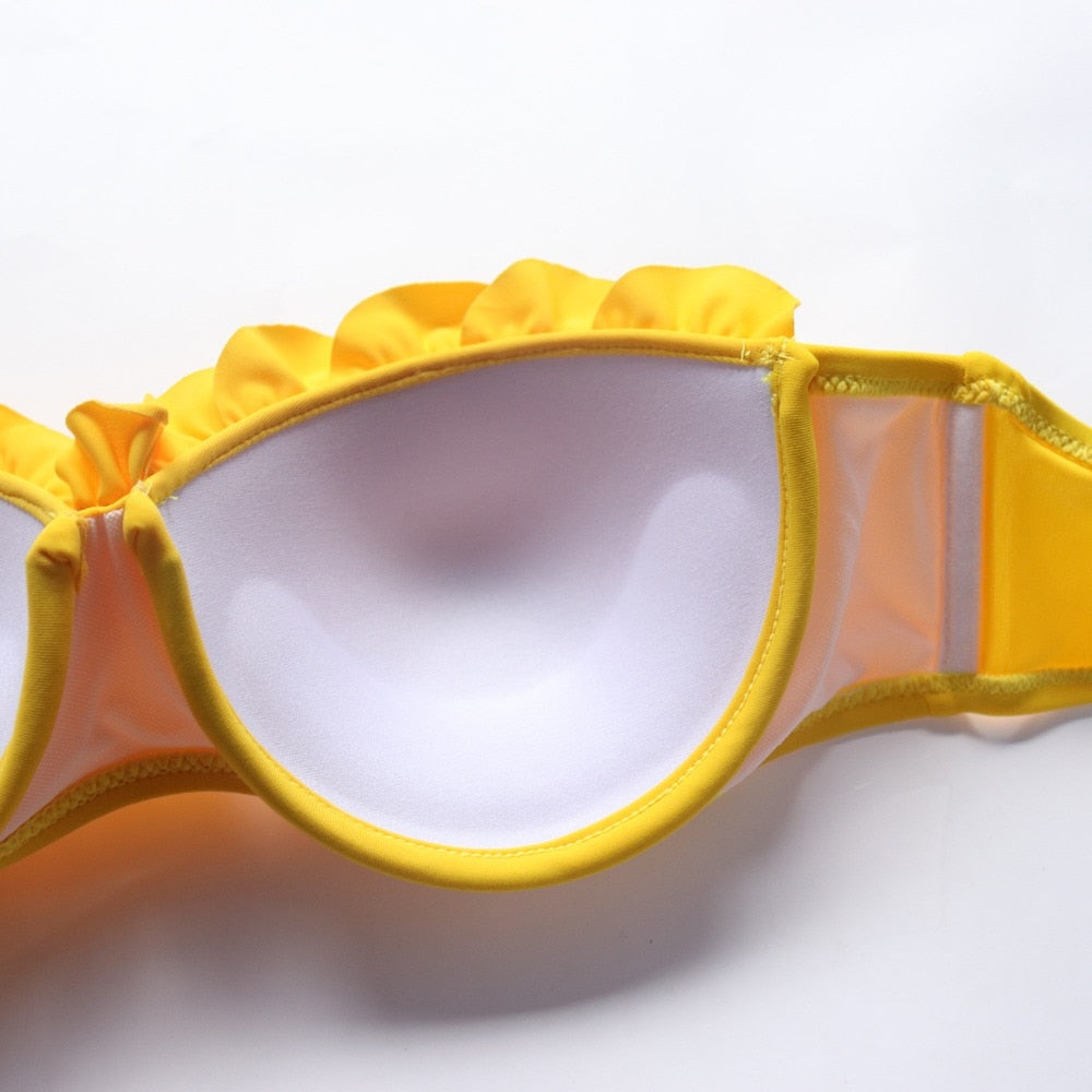 2 Piece Bandeau Bikini Swimwear Women Swimsuit Ruffle Bikini Set Push Up Bathing Suit Female Brazilian Leopard Swimsuit The Clothing Company Sydney