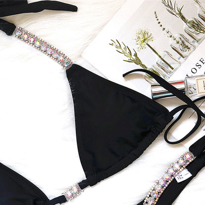 Crystal Diamond Bandeau Swimsuit Halter Swimwear Two piece Bikini Rhinestone Push up Bathing Suit Clothing Company Sydney