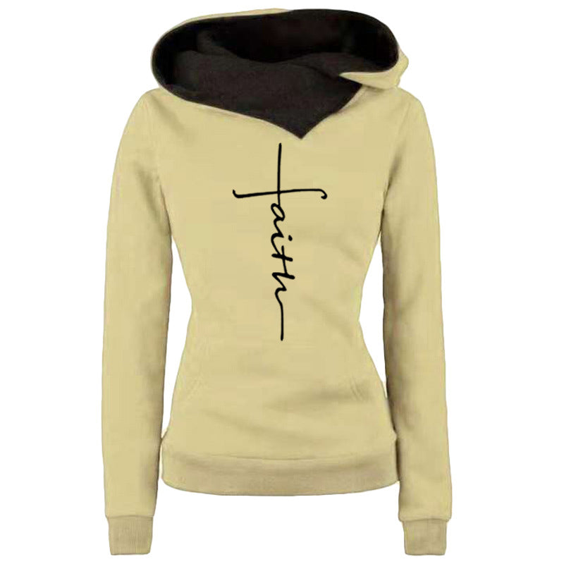 Autumn Winter Hoodies Sweatshirts Faith Embroidered Sweatshirt Long Sleeve Pullovers Casual Warm Hooded Top The Clothing Company Sydney