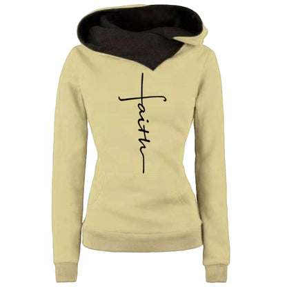 Autumn Winter Hoodies Sweatshirts Faith Embroidered Sweatshirt Long Sleeve Pullovers Casual Warm Hooded Top The Clothing Company Sydney