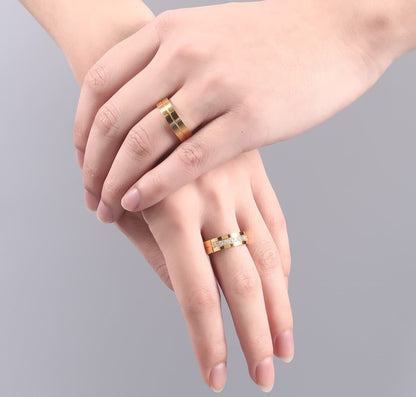Trendy Wedding Bands Rings for Women Men Love Gift Gold-color Stainless Steel CZ Promise Couple Jewellery The Clothing Company Sydney