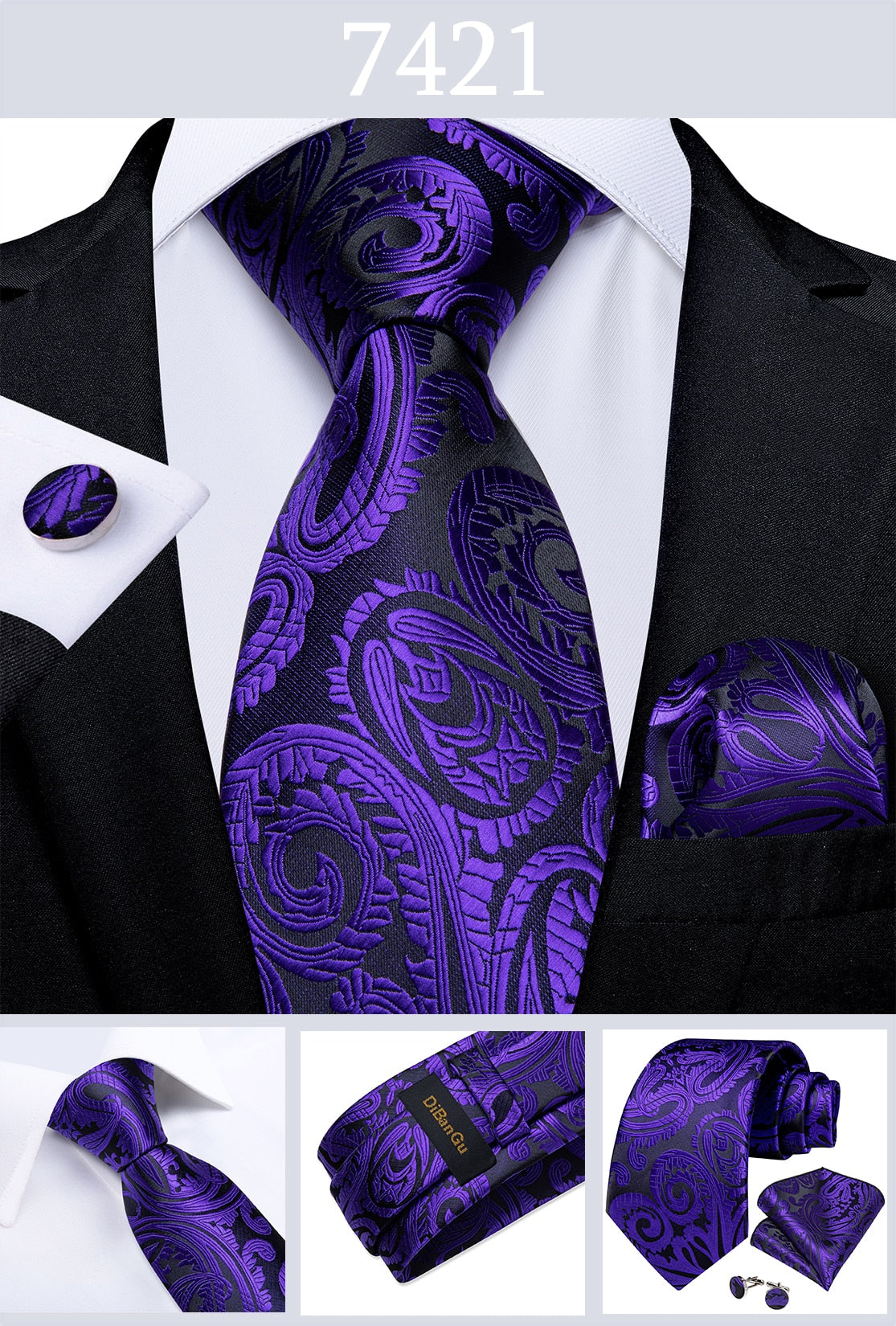 Men Purple Floral Paisley Necktie Business Formal 100% Silk Tie Pocket Square Set For Wedding Party The Clothing Company Sydney