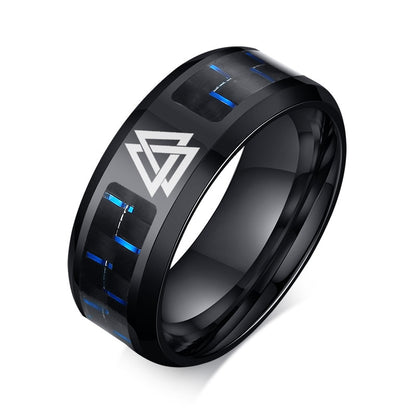 Customize Logo 8mm Men's Ring Carbon Fiber Wedding Band Personalized Simple Icon Image Gift to Husband Dad The Clothing Company Sydney