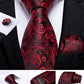Designer Wedding Men's Tie Red  Solid Striped Paisley Neckties For Men Business Hanky Cufflinks Tie Set The Clothing Company Sydney