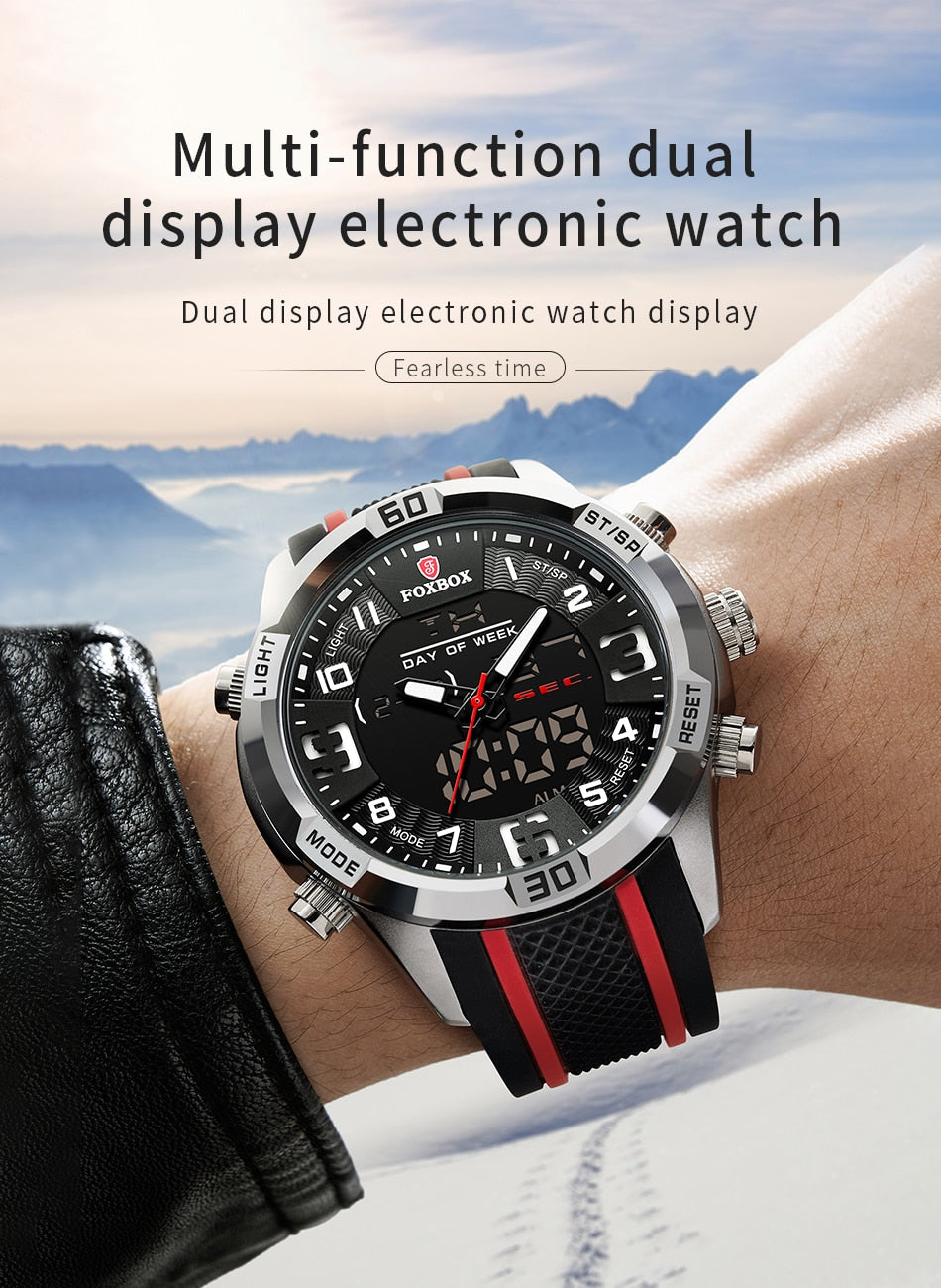 Foxbox Sport Mens Watches Top Brand Luxury Dual Display Quartz Watch For Men Military Waterproof Digital Electronic Watch The Clothing Company Sydney