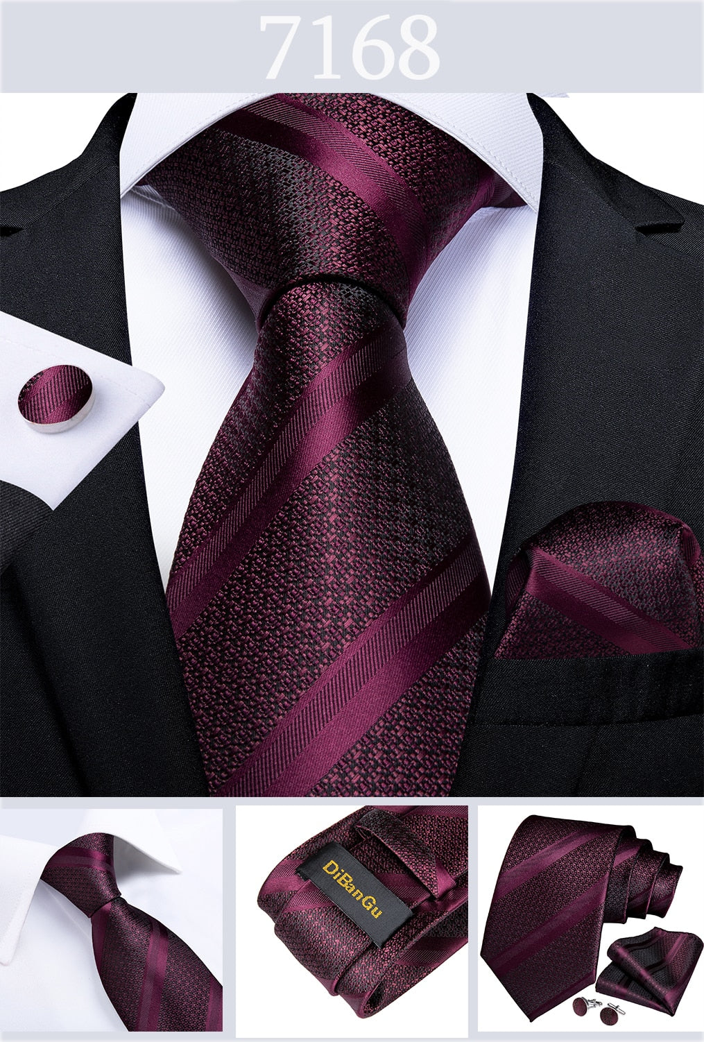 3 Piece Designer Men's Wedding Tie Gold Black Striped Silk Neck Ties For Men Hanky Cufflinks Set Business Party Wear The Clothing Company Sydney