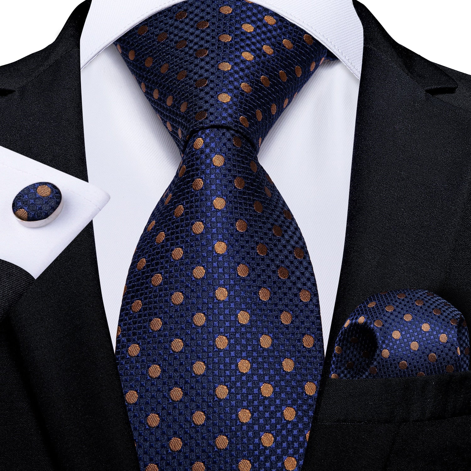 3 Piece Classic 100% Silk Men's Ties 8cm Blue Plaid Dot Striped Business Necktie Handkerchief Wedding Party Tie Set The Clothing Company Sydney
