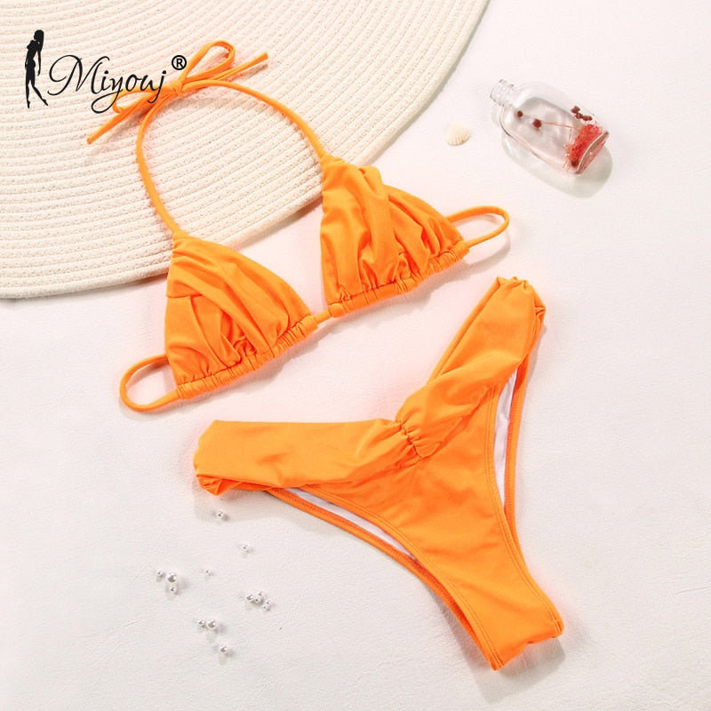 2 Piece Glitter Fabric Bikini Set Folds Swimsuit Halter Bathing Suit Swimwear Beachwear The Clothing Company Sydney