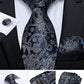Classic 100% Silk Men's Ties 8cm Blue Plaid Dot Striped Business Necktie Handkerchief Wedding Party Tie Set The Clothing Company Sydney