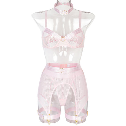 Four-Piece Set Erotic Lingerie Transparent Bra Kit Push Up See Through Lace Mesh Seamless Underwear Garters The Clothing Company Sydney