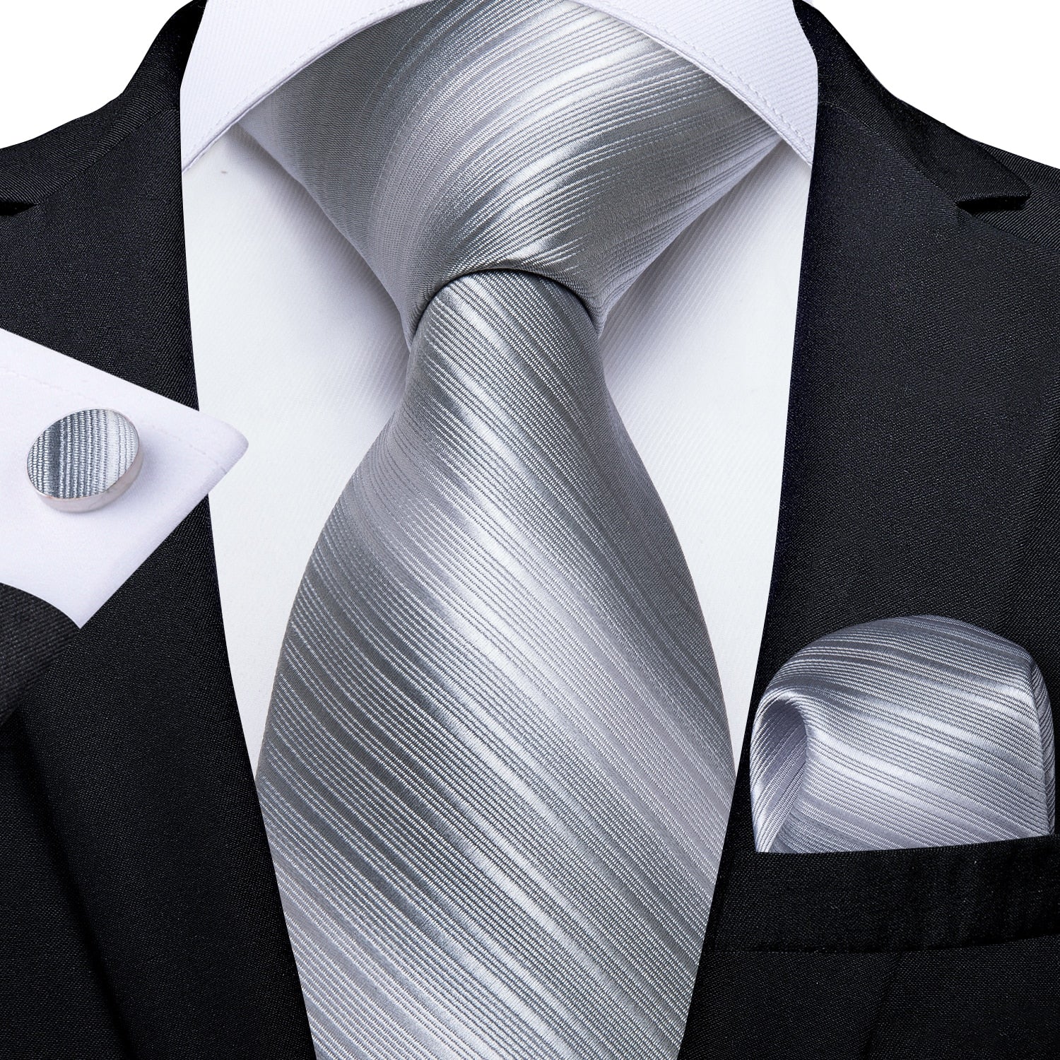 3 Piece Designer Men's Wedding Tie Gold Black Striped Silk Neck Ties For Men Hanky Cufflinks Set Business Party Wear The Clothing Company Sydney