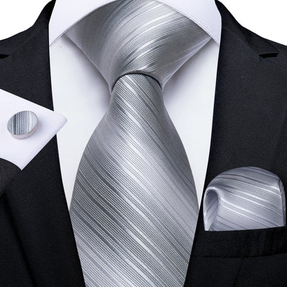 3 Piece Designer Men's Wedding Tie Gold Black Striped Silk Neck Ties For Men Hanky Cufflinks Set Business Party Wear The Clothing Company Sydney