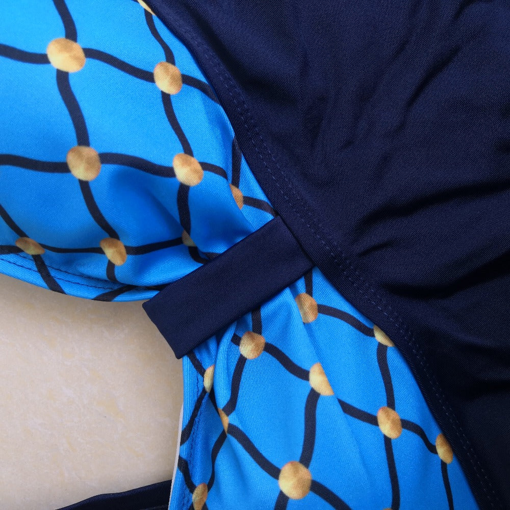 Plus Size Tankini Swimwear Plaid Bikini Bathing Suit Beach Wear Swimsuit Bow Tied Deep V Bodysuit Summer wear The Clothing Company Sydney