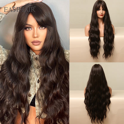 Ombre Brown Light Blonde Platinum Long Wavy Middle Part Hair Wig Cosplay Natural Heat Resistant Synthetic Wig for Women The Clothing Company Sydney