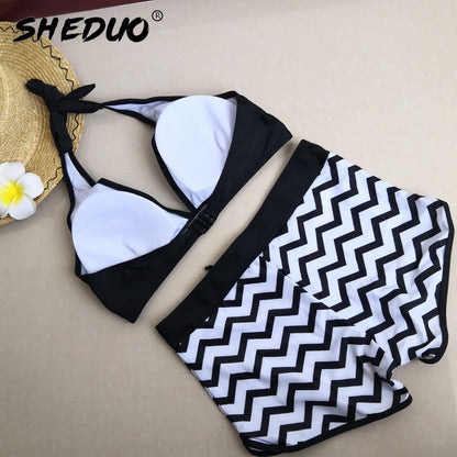 Two Piece Plus Size Tankini Swimming suits Swimwear Patchwork Bikini White boho Printed Swimsuit The Clothing Company Sydney