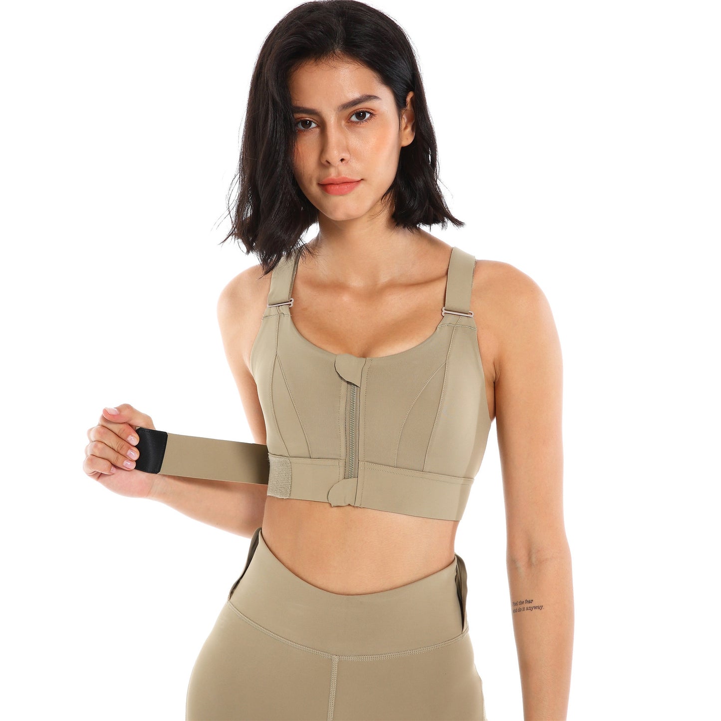 Front Zipper Sports Bra Gym Plus Size 5XL Velcro Adjustable Fitness Yoga Shockproof High Support All-in-one Bras Top The Clothing Company Sydney