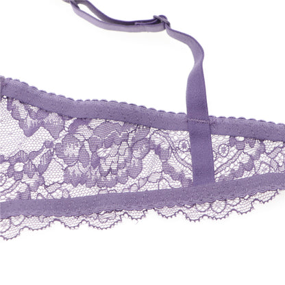 Ultra-Thin Gathered Plus Size Bowknot Floral Underwear Lace Strap Bra + Panties + Garte 3 Piece set The Clothing Company Sydney