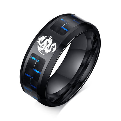 Customize Logo 8mm Men's Ring Carbon Fiber Wedding Band Personalized Simple Icon Image Gift to Husband Dad The Clothing Company Sydney