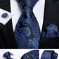 Classic 100% Silk Men's Ties 8cm Blue Plaid Dot Striped Business Necktie Handkerchief Wedding Party Tie Set The Clothing Company Sydney
