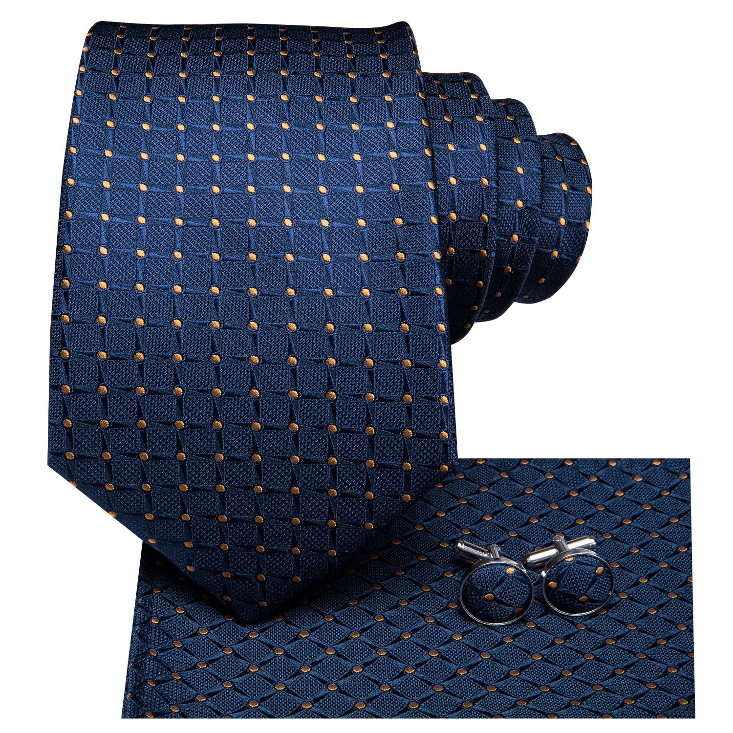 Business Tie for Men Silk Blue Tie Dots Necktie Set Plaid Cufflinks for Wedding Business Tie 150cm The Clothing Company Sydney