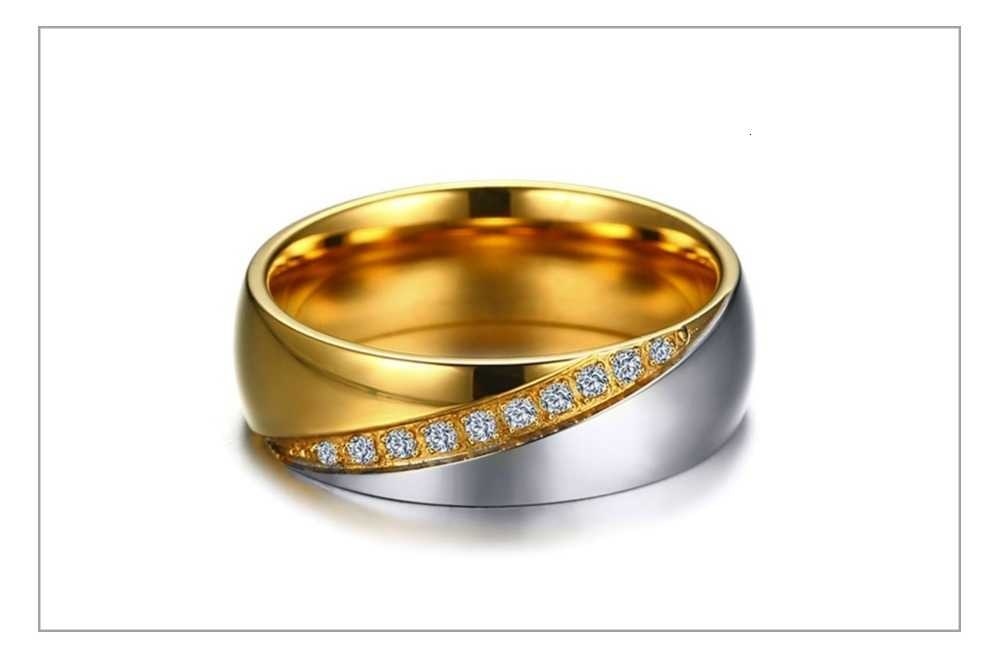 Temperament Wedding Rings For Women Men CZ Stones Stainless Steel Engagement Band Anniversary Personalized Gift Jewellery The Clothing Company Sydney