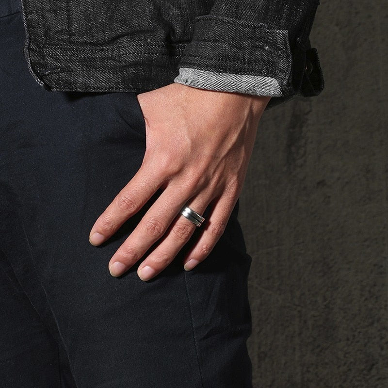 6/8mm Black Ring for Men Women Groove Rainbow Stainless Steel Wedding Bands Trendy Fraternal Rings Casual  Jewelry The Clothing Company Sydney