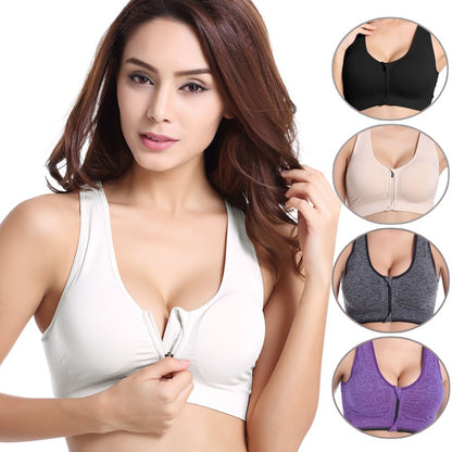 Women's Zipper Push Up Sports Bras,Plus Size Padded Wirefree Breathable Sports Tops,Fitness Gym Yoga Sports Bra Top The Clothing Company Sydney