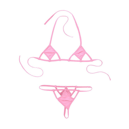 2 Piece Swimsuits Mini Micro Bikini Set Swimming Suit Halter Neck Self-tie Bra Top with G-String Thongs Briefs Monikini Swimwear The Clothing Company Sydney