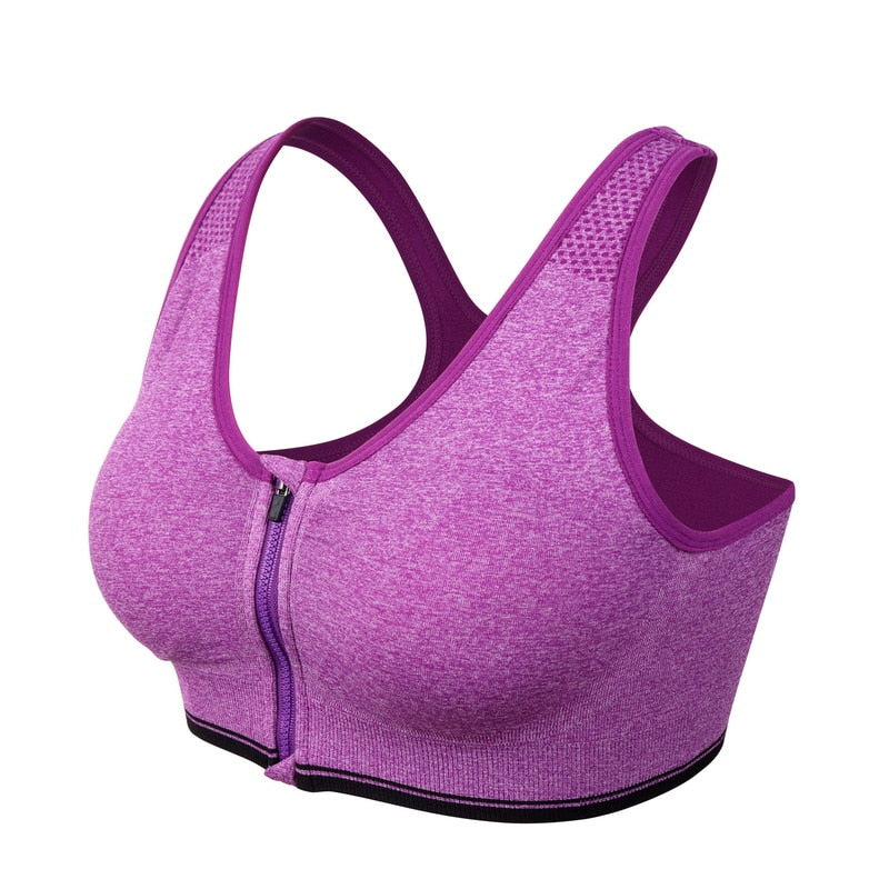 Women's Zipper Push Up Sports Bras,Plus Size Padded Wirefree Breathable Sports Tops,Fitness Gym Yoga Sports Bra Top The Clothing Company Sydney