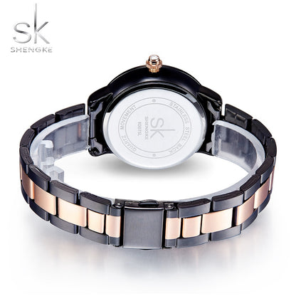 Rose Gold Japanese Quartz Watch Crystal Luxury Black Women's Watch With 6 Months Warranty The Clothing Company Sydney