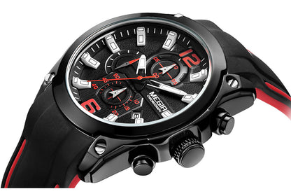 Megir Men's Chronograph Analog Quartz Watch with Date, Luminous Hands, Waterproof Silicone Rubber Strap Wristswatch Clothing Company Sydney