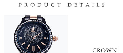 Rose Gold Japanese Quartz Watch Crystal Luxury Black Women's Watch With 6 Months Warranty The Clothing Company Sydney