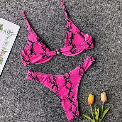 Neon V-bar Underwired Bikini Ribbed Swimsuit Women Thong Swimwear Two-pieces Bikini set Push up Bathing Suit The Clothing Company Sydney