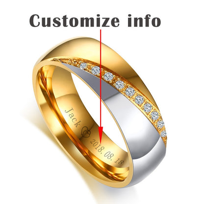 Temperament Wedding Rings For Women Men CZ Stones Stainless Steel Engagement Band Anniversary Personalized Gift Jewellery The Clothing Company Sydney