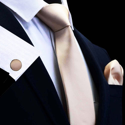 3 Piece Men's Silk Tie Set 8cm Ties Handkerchief Cufflinks Sets Red Gold Purple Necktie for Men Wedding Gift The Clothing Company Sydney