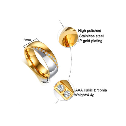 Temperament Wedding Rings For Women Men CZ Stones Stainless Steel Engagement Band Anniversary Personalized Gift Jewellery The Clothing Company Sydney