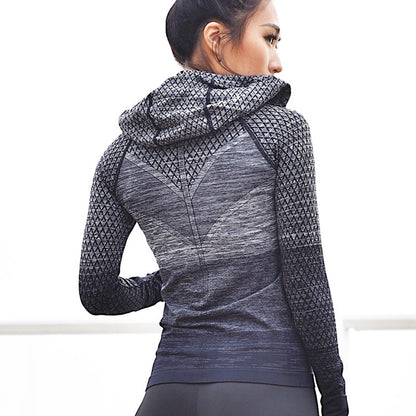 Front Zipper hooded Yoga Shirts Long Sleeve Yoga Top Sportswear Quick Dry  Tracksuit Running Jacket The Clothing Company Sydney
