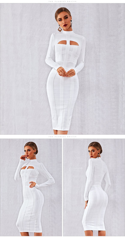 Autumn Bodycon Bandage Dress Long Sleeve Hollow Out Club Celebrity Evening Formal Party Dress The Clothing Company Sydney