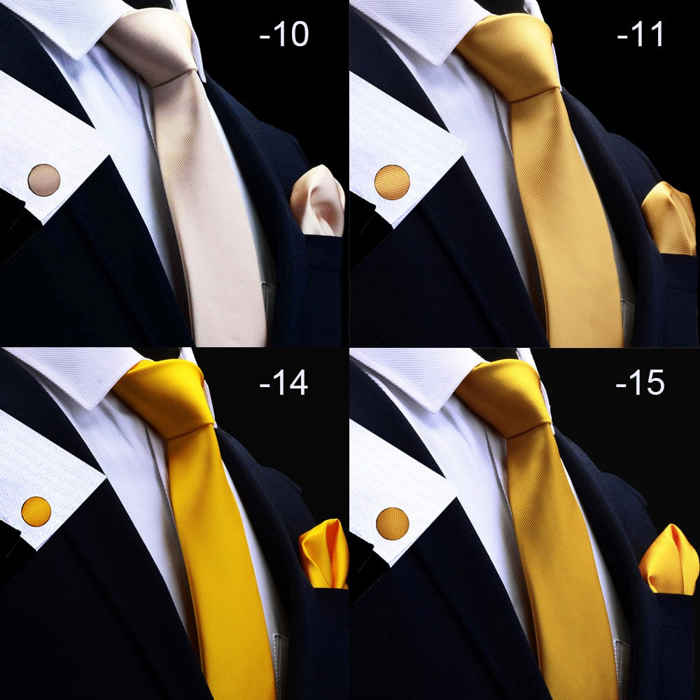 3 Piece Men's Silk Tie Set 8cm Ties Handkerchief Cufflinks Sets Red Gold Purple Necktie for Men Wedding Gift The Clothing Company Sydney