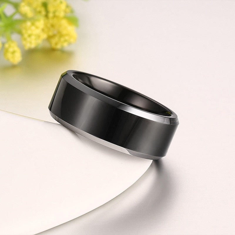 Black 8mm Real Tungsten Carbide Rings for Men Party Jewellery Simple Smooth Ring The Clothing Company Sydney