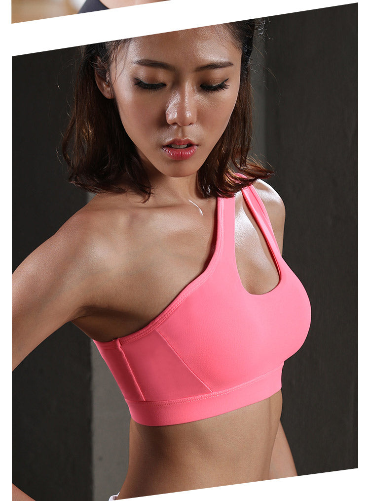 High Impact oblique shoulder strap Sports Bra Women running fitness Bra Top The Clothing Company Sydney