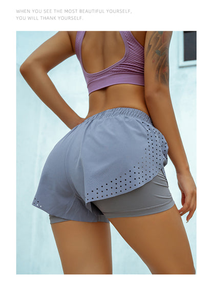 2-in-1 Women's Running Shorts with Waist Rope Quick Dry Loose Marathon Sports Fitness Gym Shorts with Long Linner The Clothing Company Sydney