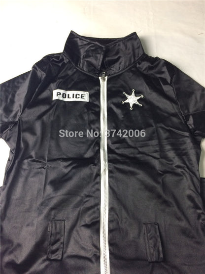 Female Cop Officer Policewomen Outfit Black Zipper Satin Police Women Cosplay Costume The Clothing Company Sydney