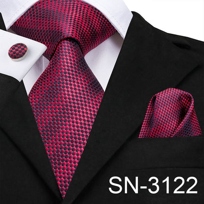 3 Piece Men's Tie Silk Necktie 8.5cm Wide New Fashion Plaid Ties Business Wedding Light Blue Necktie Hanky Cufflinks Set The Clothing Company Sydney