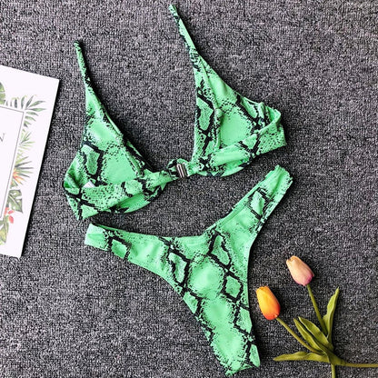 Neon V-bar Underwired Bikini Ribbed Swimsuit Women Thong Swimwear Two-pieces Bikini set Push up Bathing Suit The Clothing Company Sydney