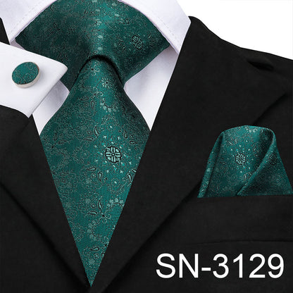 3 Piece Men's Tie Silk Necktie 8.5cm Wide New Fashion Plaid Ties Business Wedding Light Blue Necktie Hanky Cufflinks Set The Clothing Company Sydney