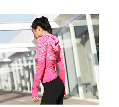 Front Zipper hooded Yoga Shirts Long Sleeve Yoga Top Sportswear Quick Dry  Tracksuit Running Jacket The Clothing Company Sydney