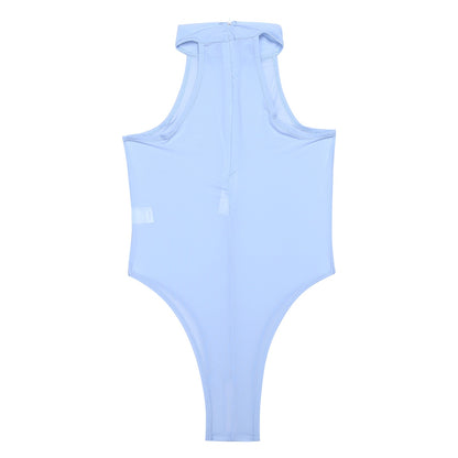 Mock Neck Zipper Swimwear One Piece Swimsuit Sexy Bathing Suits Lingerie High Cut Sleeveless Leotard Bodysuit Jumpsuit The Clothing Company Sydney